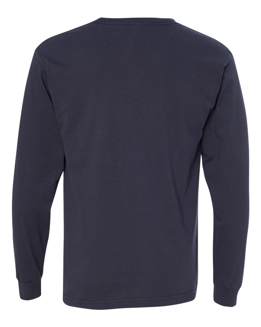 Rear View of Navy USA-Made Long Sleeve T-Shirt - 5060