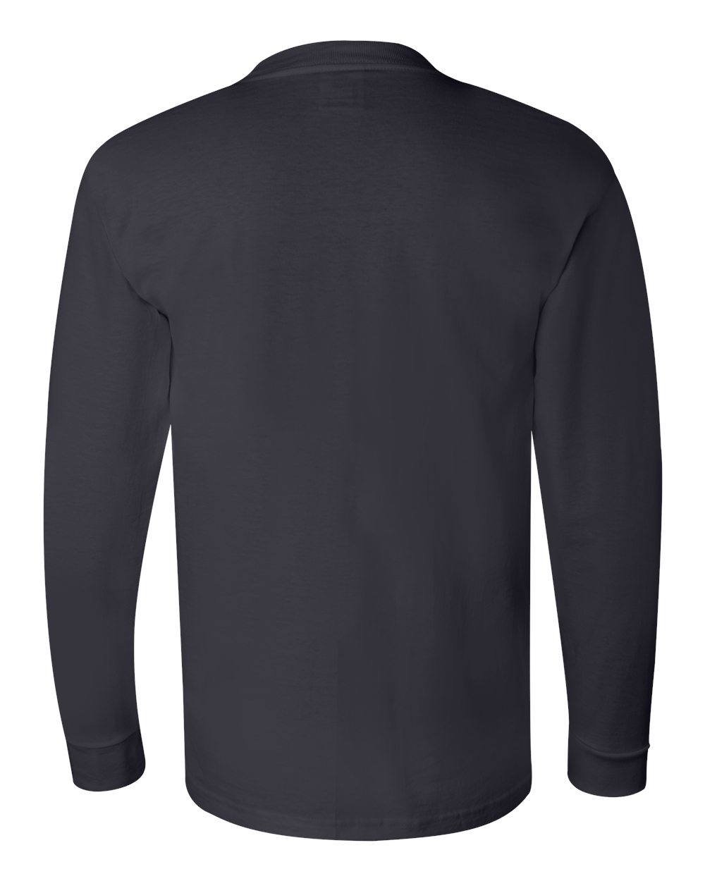 Rear View of Navy USA-Made Long Sleeve T-Shirt - 6100