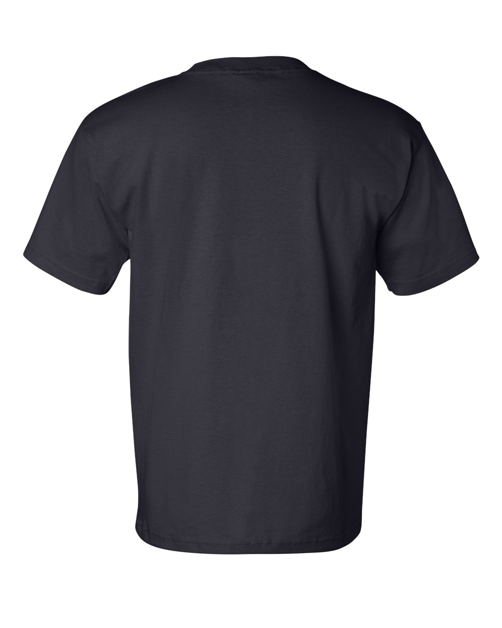 Rear View of Navy USA-Made Pocket T-Shirt - 7100