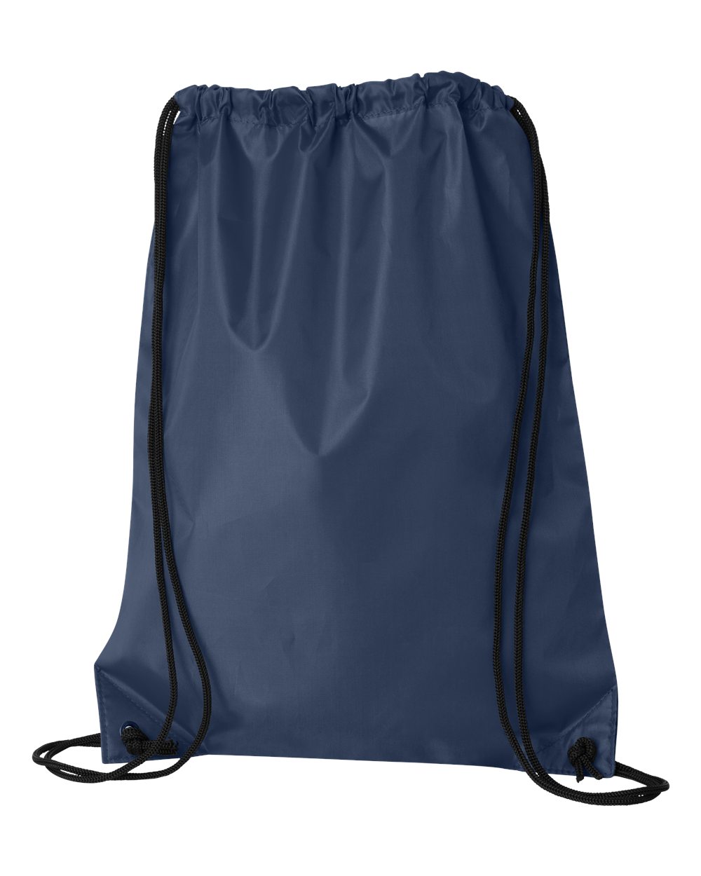 Rear View of Navy Value Drawstring Backpack - 8886