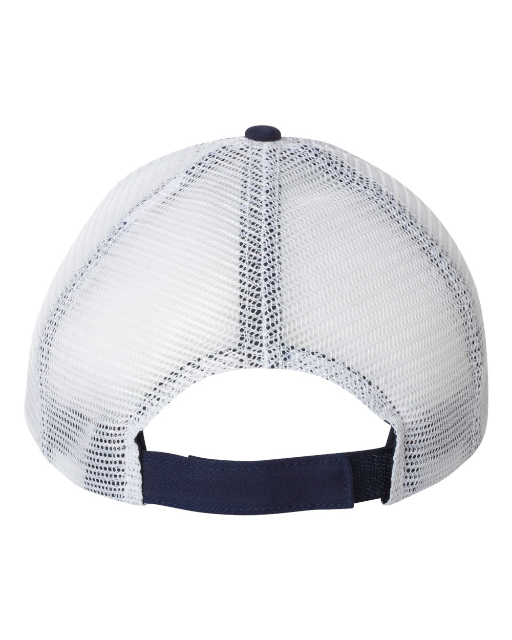 Rear View of Navy/ White Bio-Washed Trucker Cap - AH80