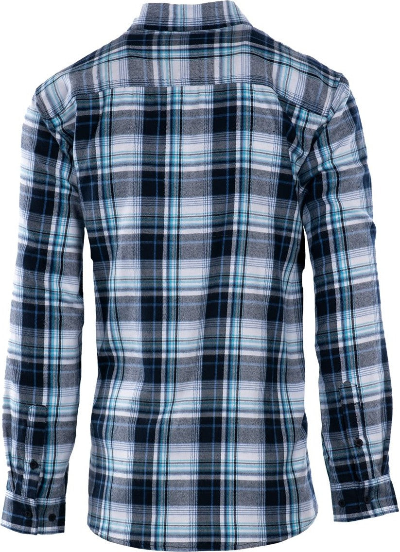 Rear View of Navy/ White Perfect Flannel Work Shirt - 8220