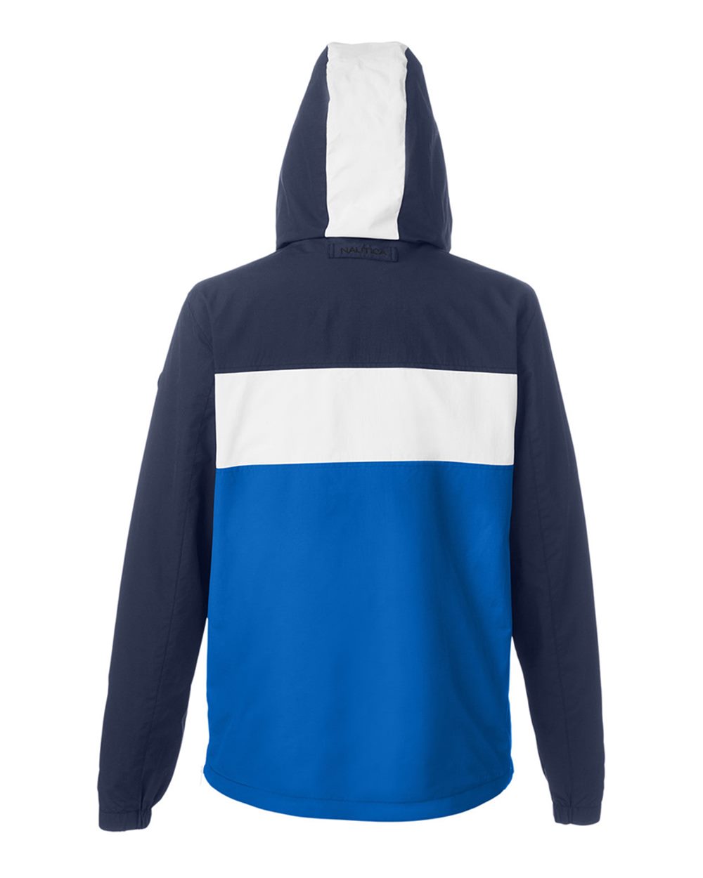 Rear View of Navy/ White/ Royal Windward Anorak Hooded Quarter-Zip Jacket - N17174