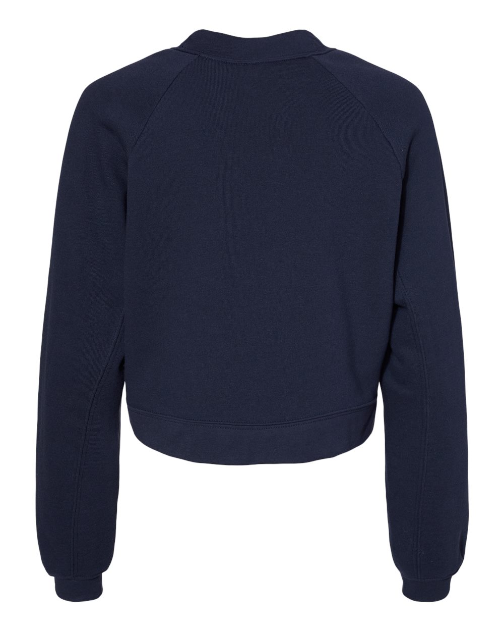 Rear View of Navy Women's Raglan Pullover Fleece - 7505
