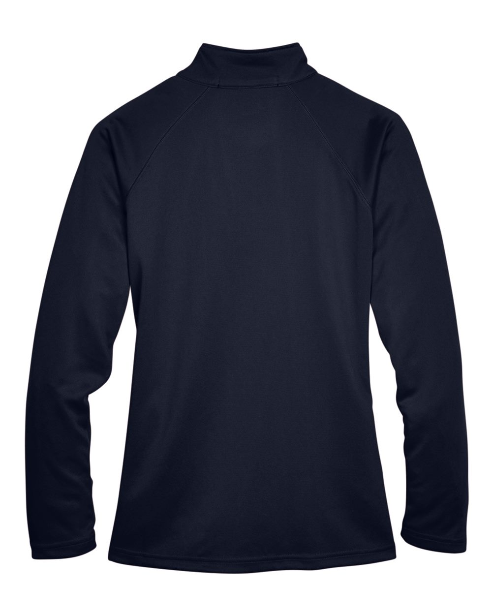 Rear View of Navy Women's Stretch Tech-Shell® Compass Quarter-Zip Pullover - DG440W