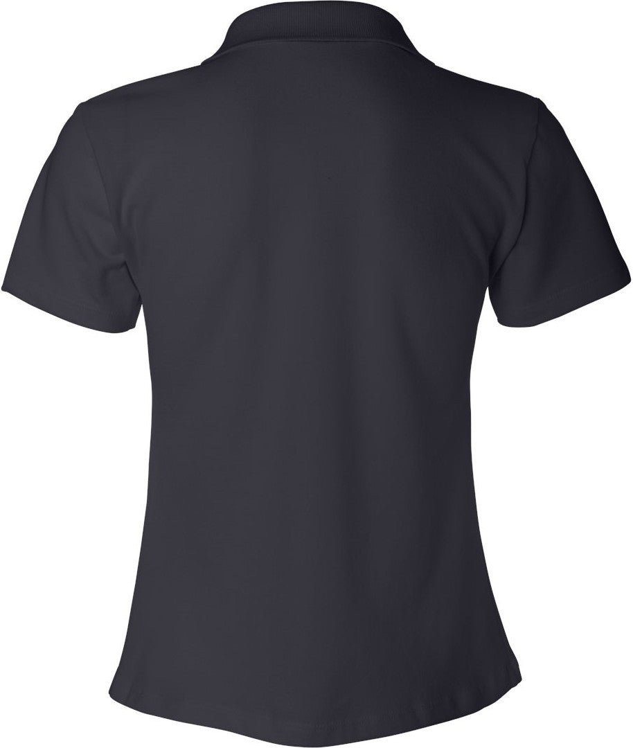 Rear View of Navy Women's USA-Made V-Neck Polo - 1050
