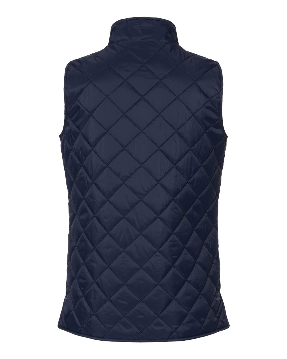 Rear View of Navy Women's Vintage Diamond Quilted Vest - W207359