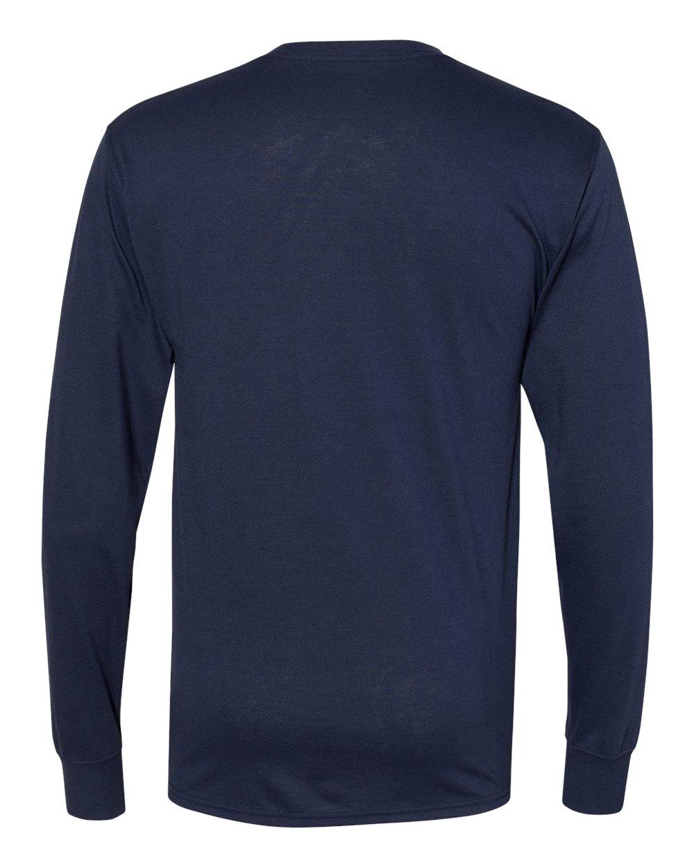 Rear View of Navy Workwear Long Sleeve Pocket T-Shirt - W120