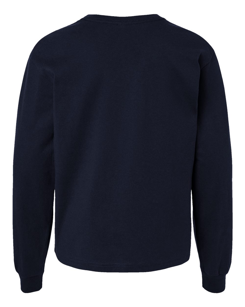 Rear View of Navy Youth 6oz. Heavyweight Long Sleeve Tee - 3511Y