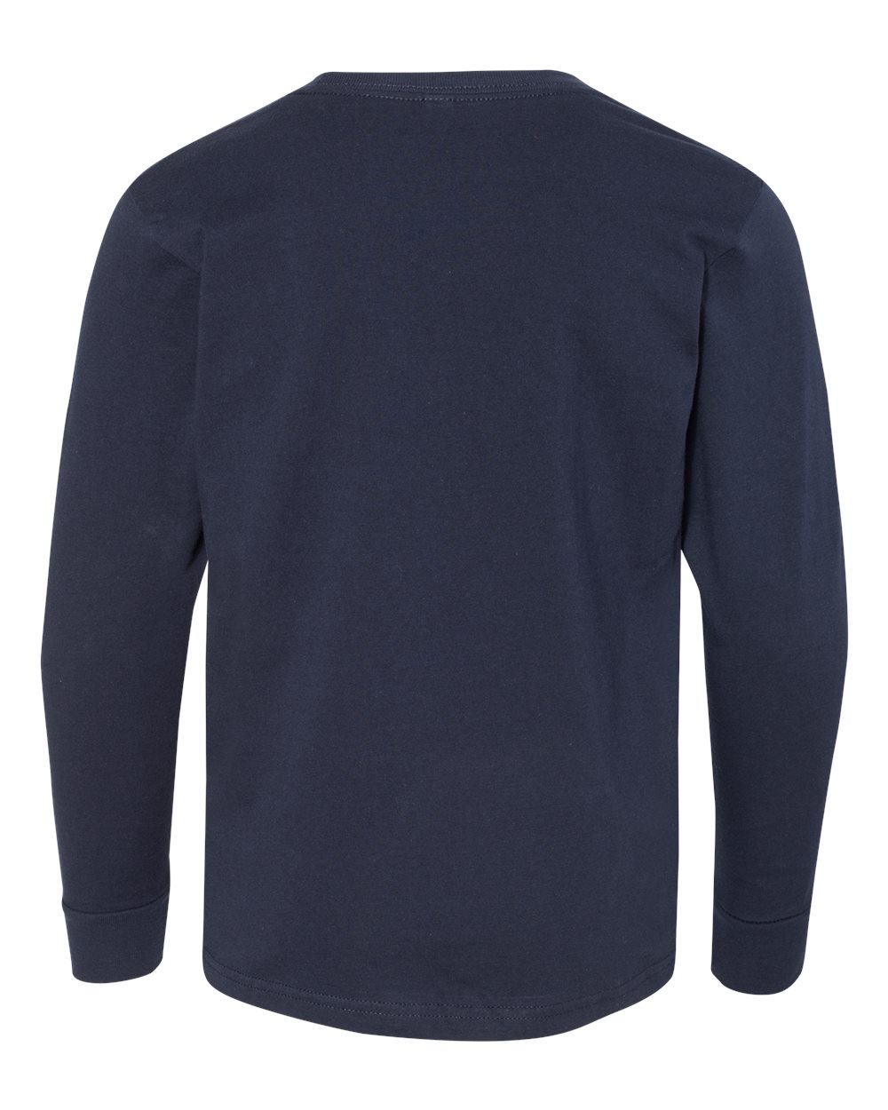 Rear View of Navy Youth Fine Jersey Long Sleeve Tee - 6201