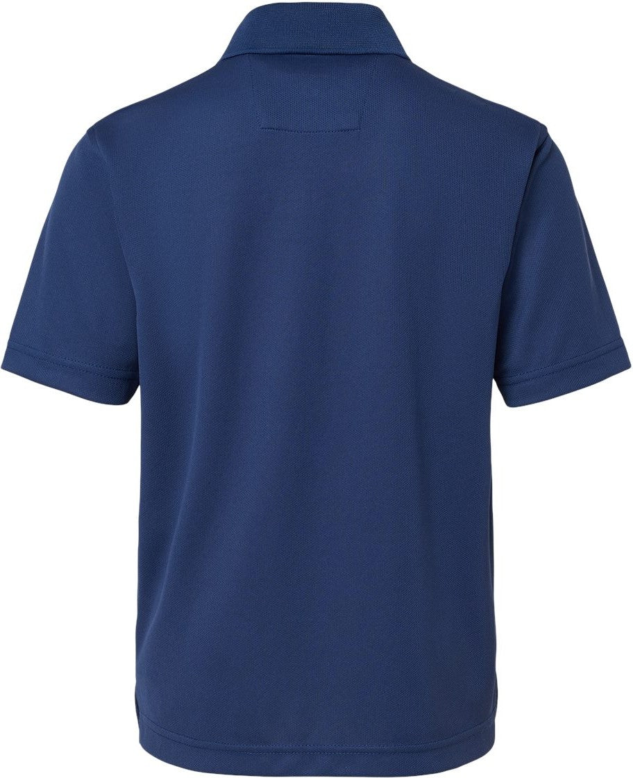 Rear View of Navy Youth Saratoga Performance Mini Mesh Polo - 108Y