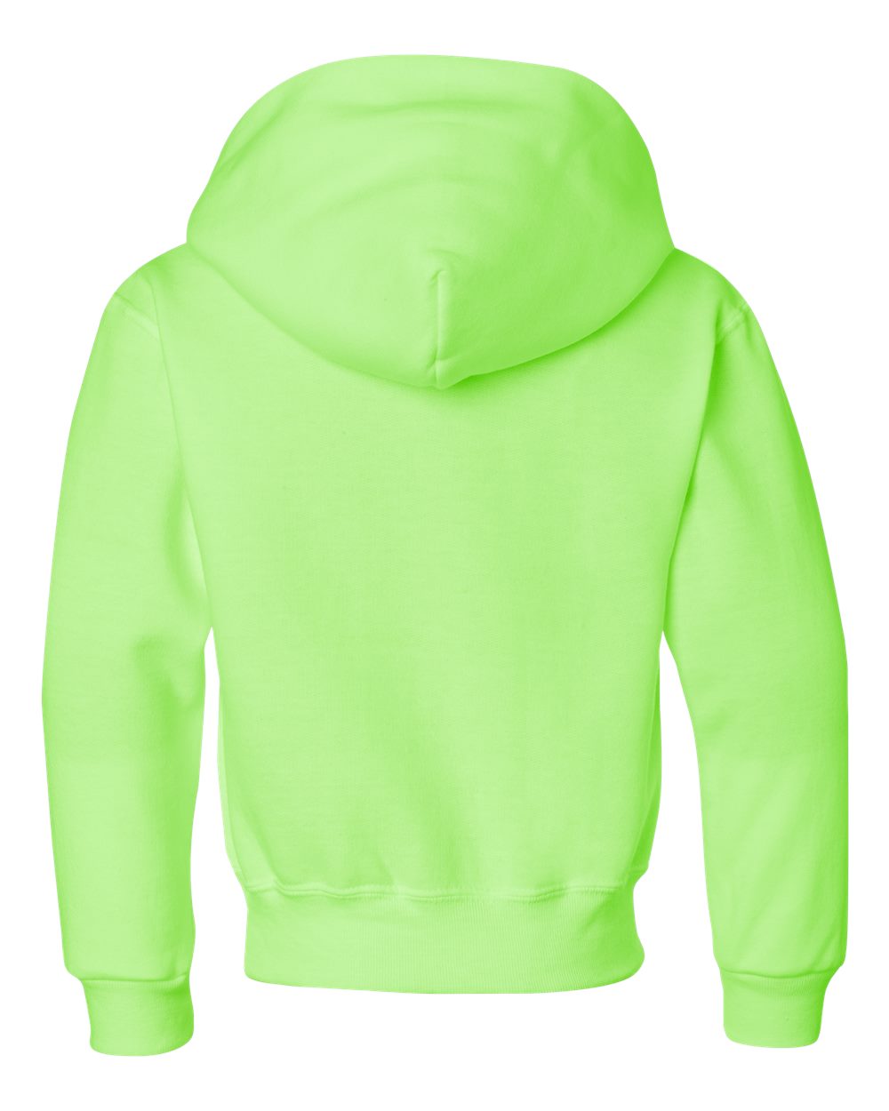 Rear View of Neon Green NuBlend® Youth Hooded Sweatshirt - 996YR