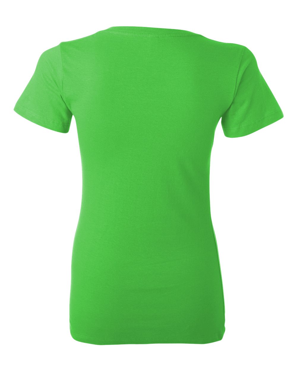 Rear View of Neon Green Women’s Jersey Deep V-Neck Tee - 6035