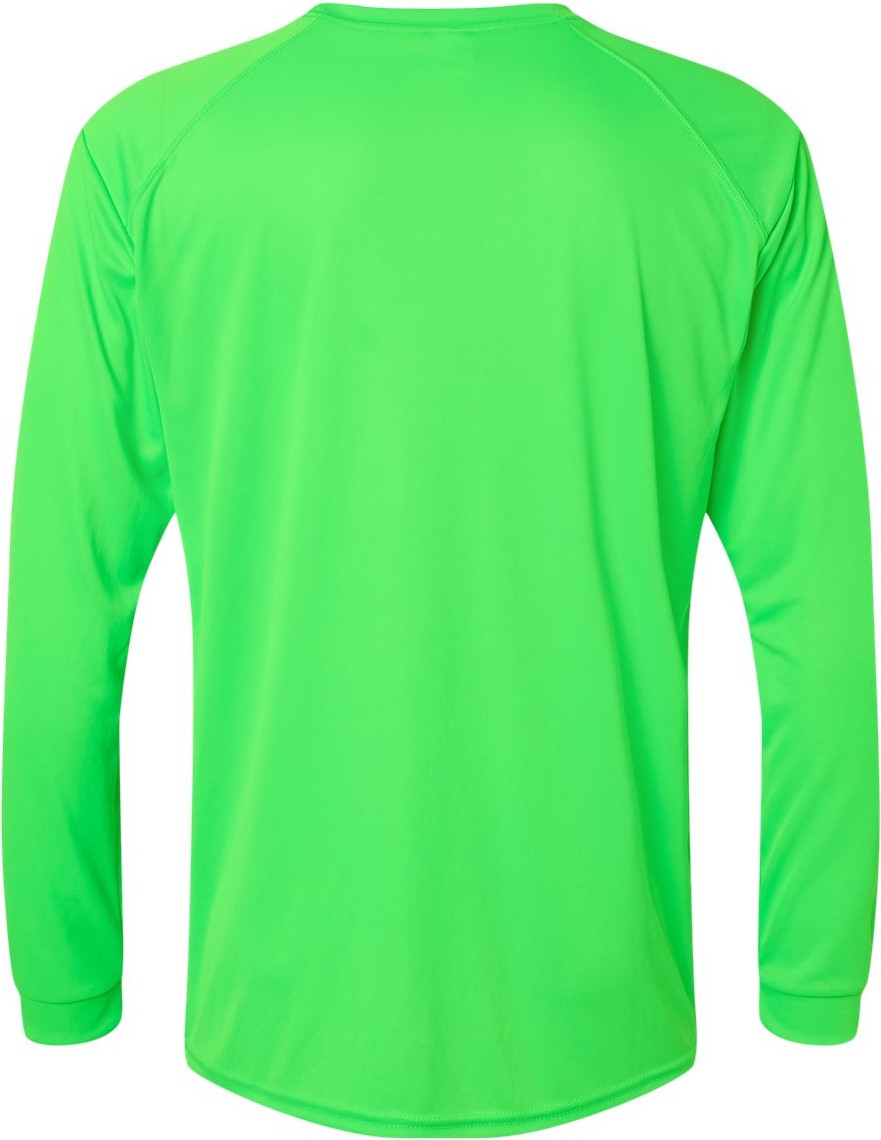 Front View of Neon Lime Long Islander Performance Long Sleeve T-Shirt - 210
