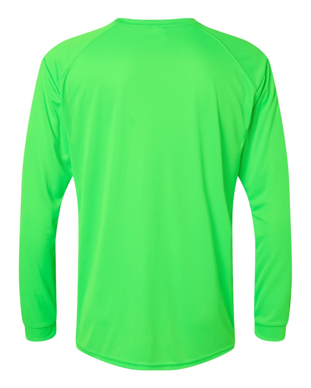 Front View of Neon Lime Long Islander Performance Long Sleeve T-Shirt - 210