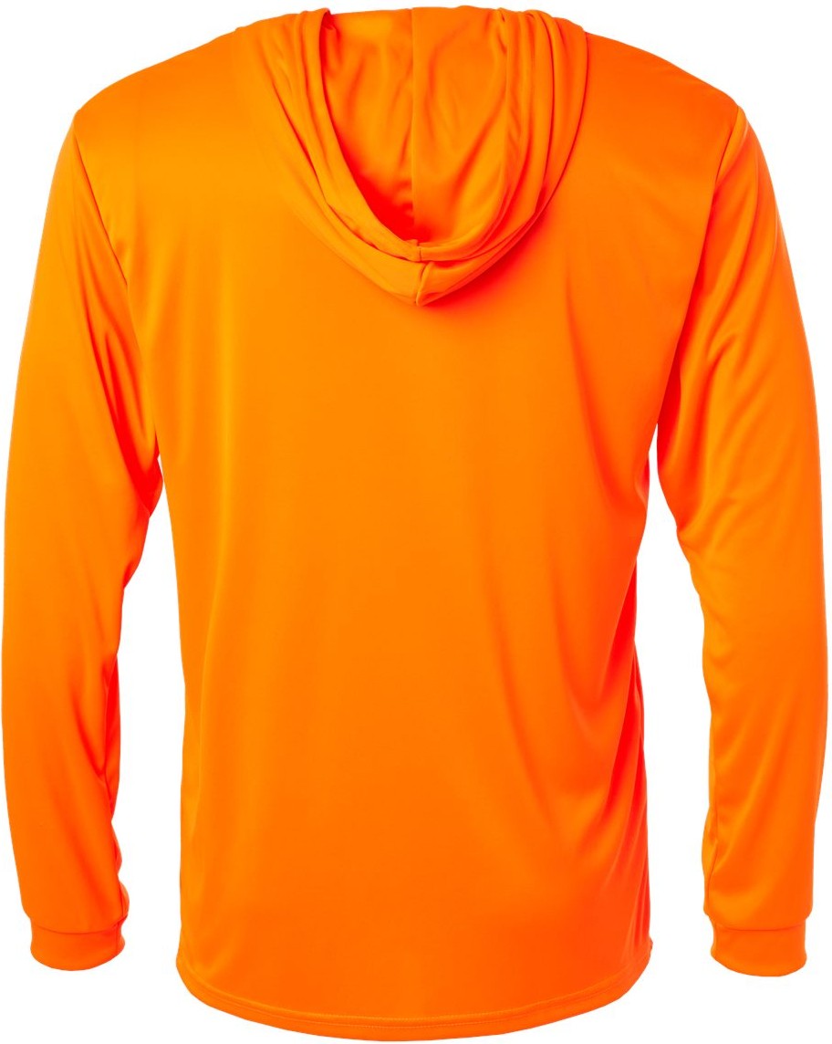 Front View of Neon Orange Bahama Performance Hooded Long Sleeve T-Shirt - 220