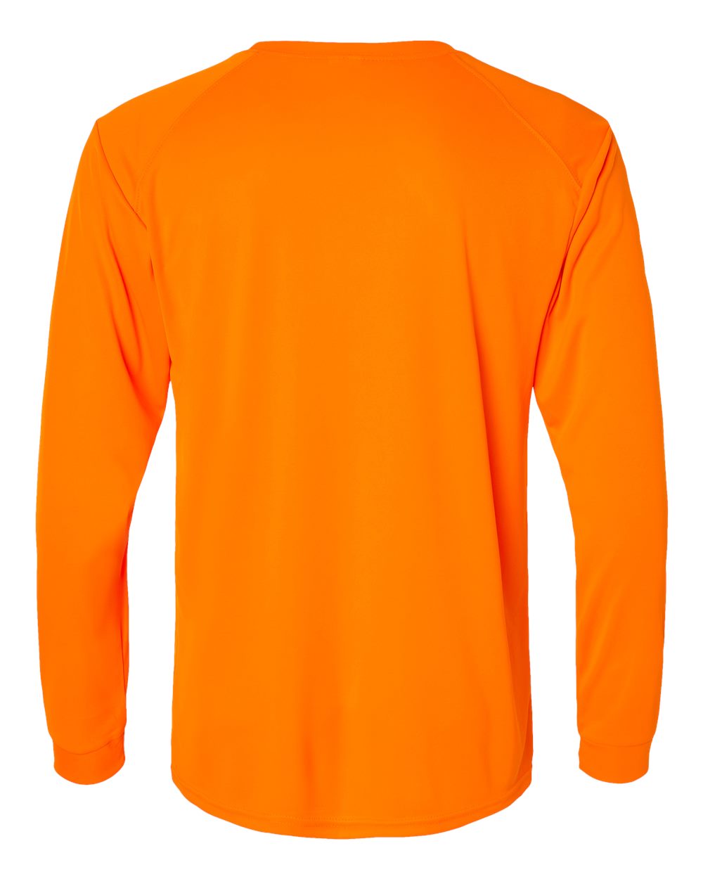 Front View of Neon Orange Long Islander Performance Long Sleeve T-Shirt - 210