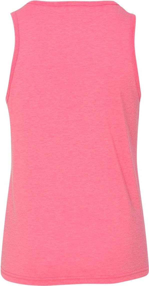 Rear View of Neon Pink Youth Jersey Tank - 3480Y
