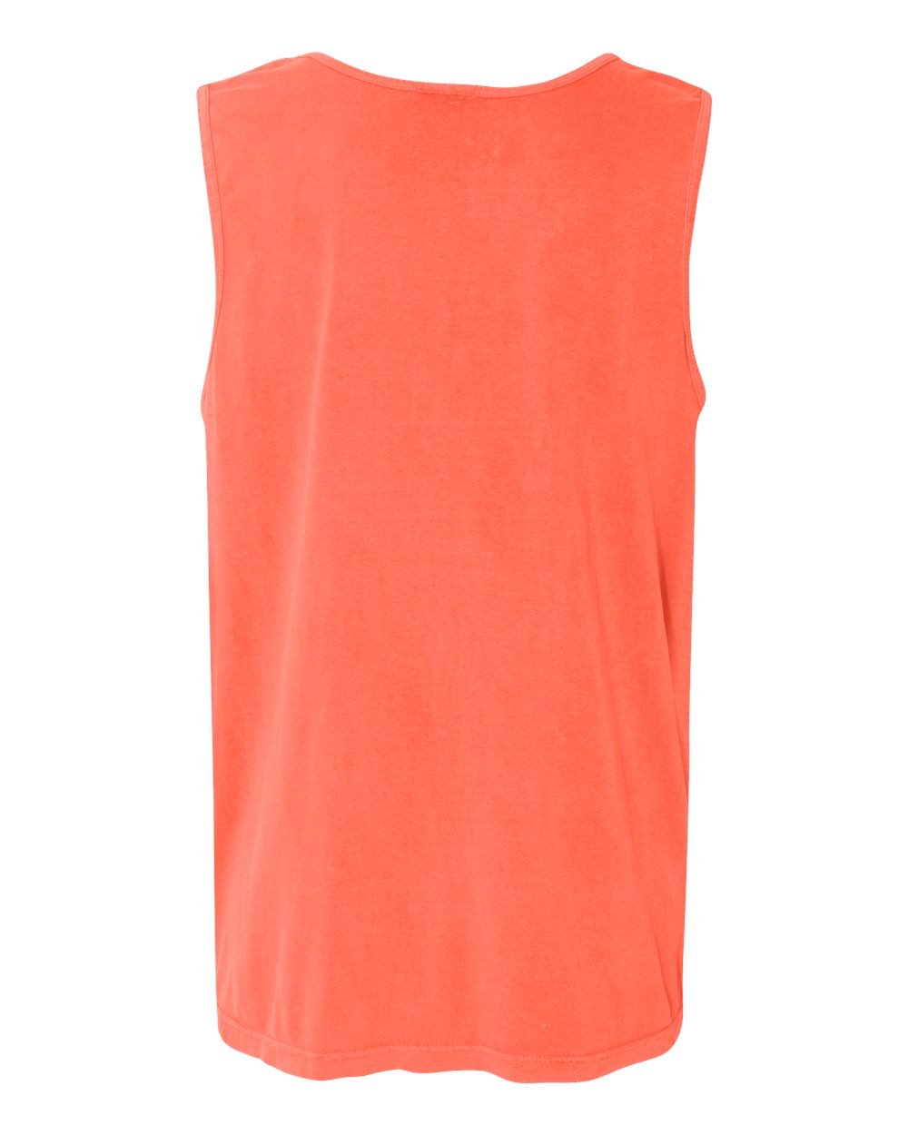 Rear View of Neon Red Orange Garment-Dyed Heavyweight Tank Top - 9360