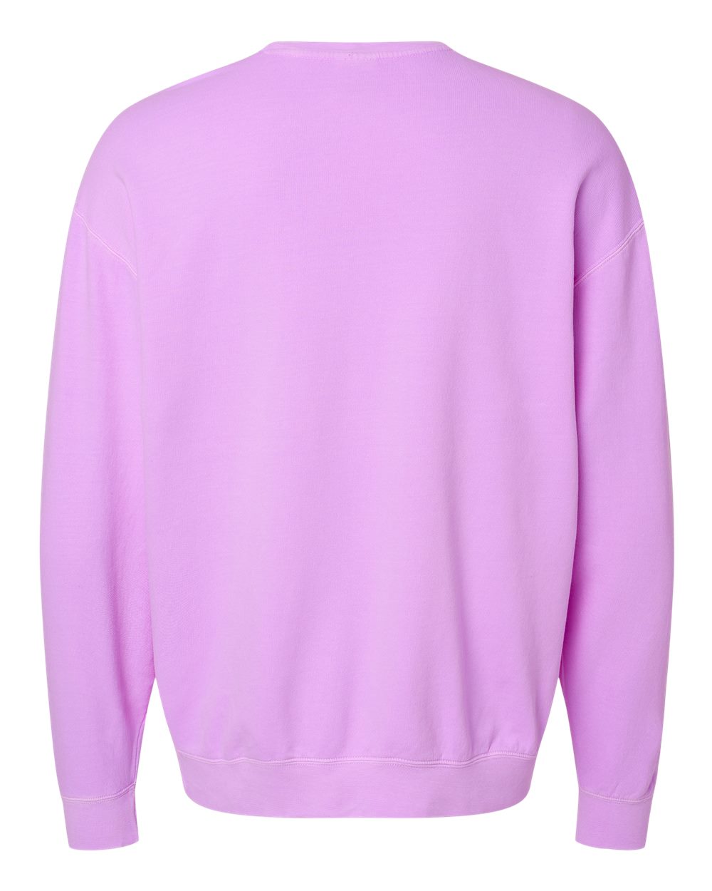 Rear View of Neon Violet Garment-Dyed Lightweight Fleece Crewneck Sweatshirt - 1466