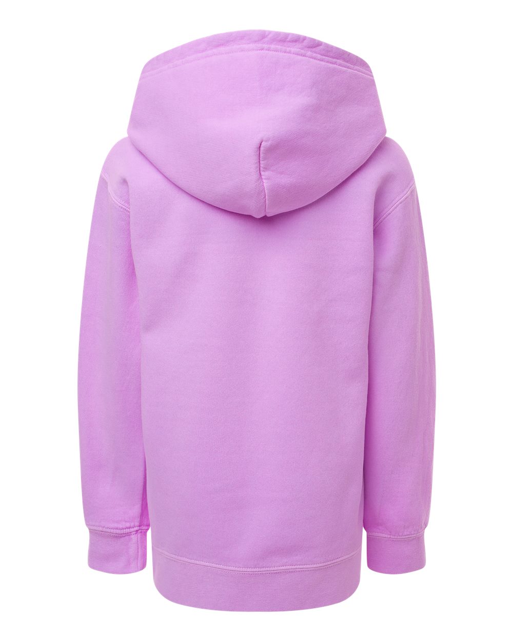 Rear View of Neon Violet Garment-Dyed Youth Lightweight Fleece Hooded Sweatshirt - 1467Y