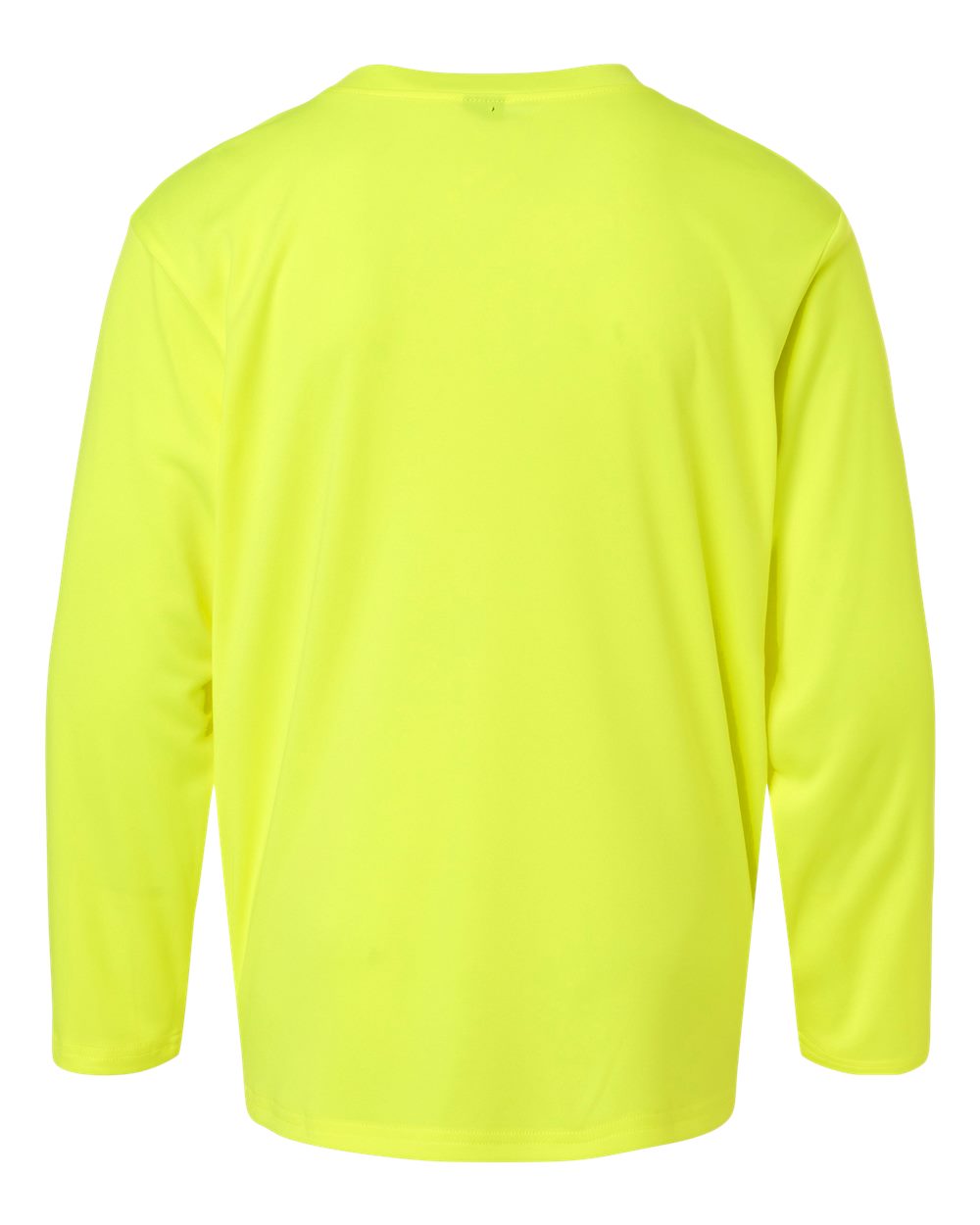 Rear View of Neon Yellow Pro-Lock Youth Performance Long Sleeve T-Shirt - 48400Y