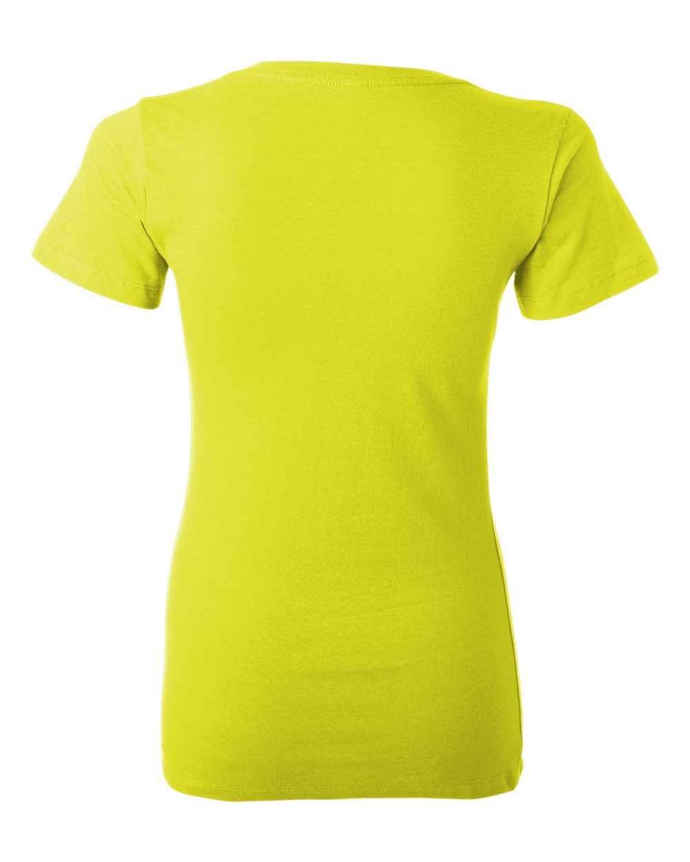 Rear View of Neon Yellow Women’s Jersey Deep V-Neck Tee - 6035