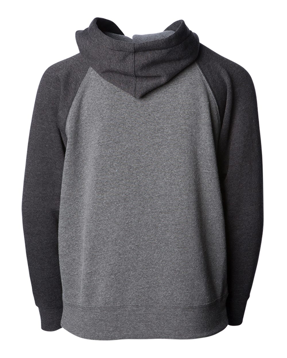 Rear View of Nickel/ Carbon Toddler Lightweight Special Blend Raglan Zip Hood - PRM10TSBZ