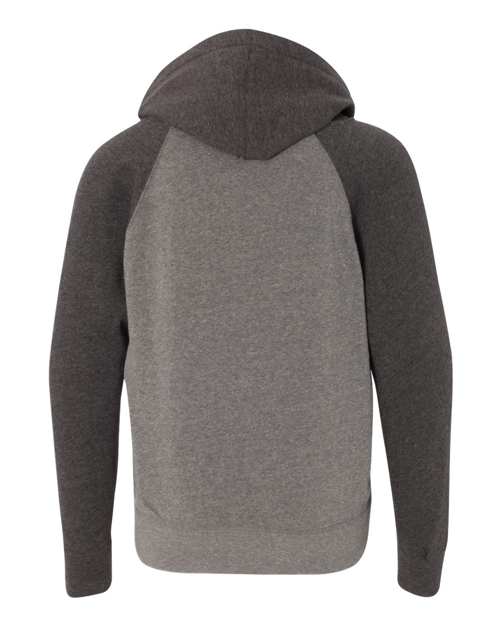 Rear View of Nickel/ Carbon Youth Lightweight Special Blend Raglan Hooded Sweatshirt - PRM15YSB