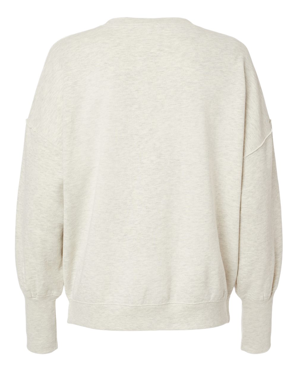 Rear View of Oatmeal Women's Sueded Fleece Crewneck Sweatshirt - W22712