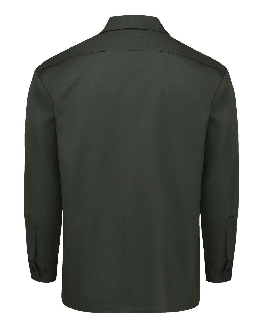 Rear View of Olive Green Long Sleeve Work Shirt - Tall Sizes - 5574T