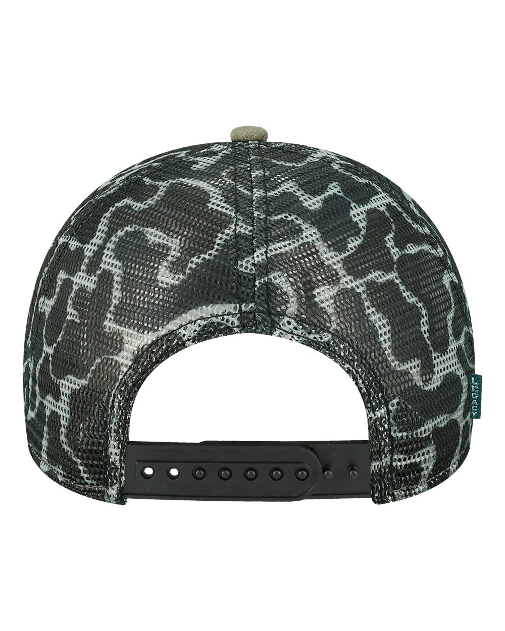 Rear View of Olive/ Grey/ Grey Camo Mid-Pro Snapback Trucker Cap - MPS