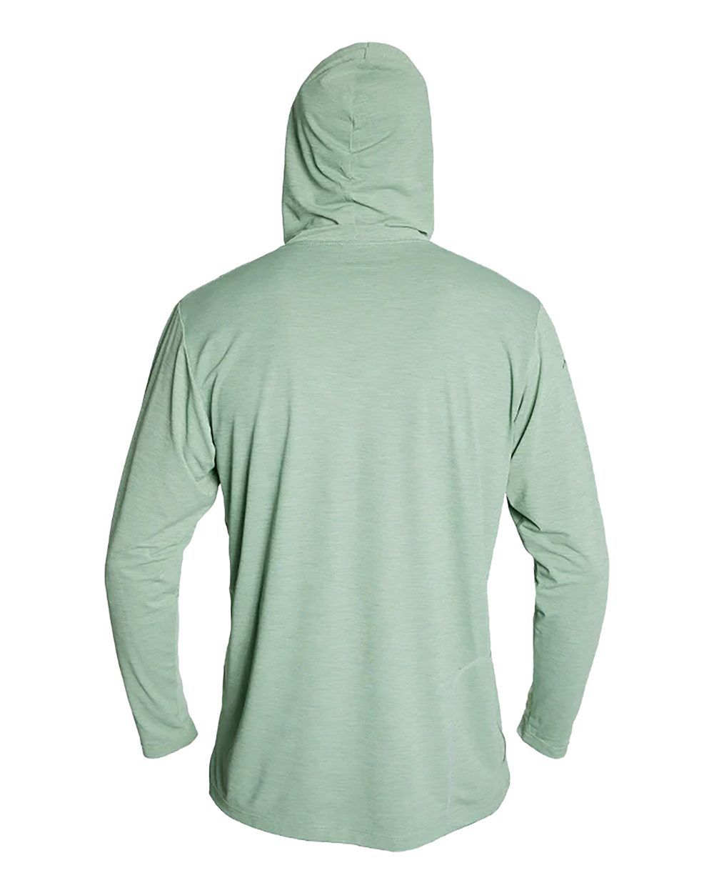 Rear View of Olive Heathered Low Pro Tech Hooded Long Sleeve T-Shirt - MVLPRH8