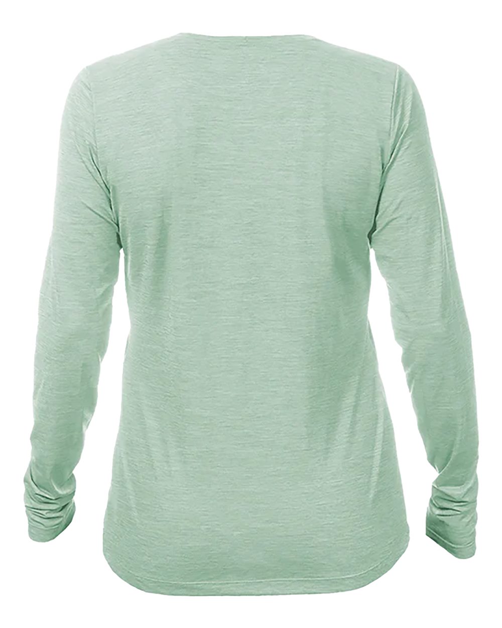 Rear View of Olive Heathered Women's Breeze Tech Long Sleeve T-Shirt - WSBRZL0