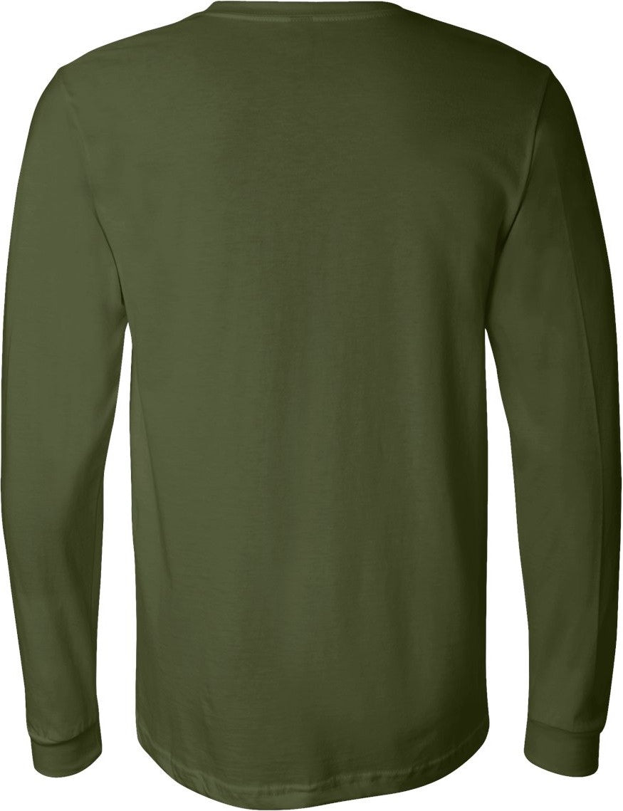 Rear View of Olive Jersey Long Sleeve Tee - 3501
