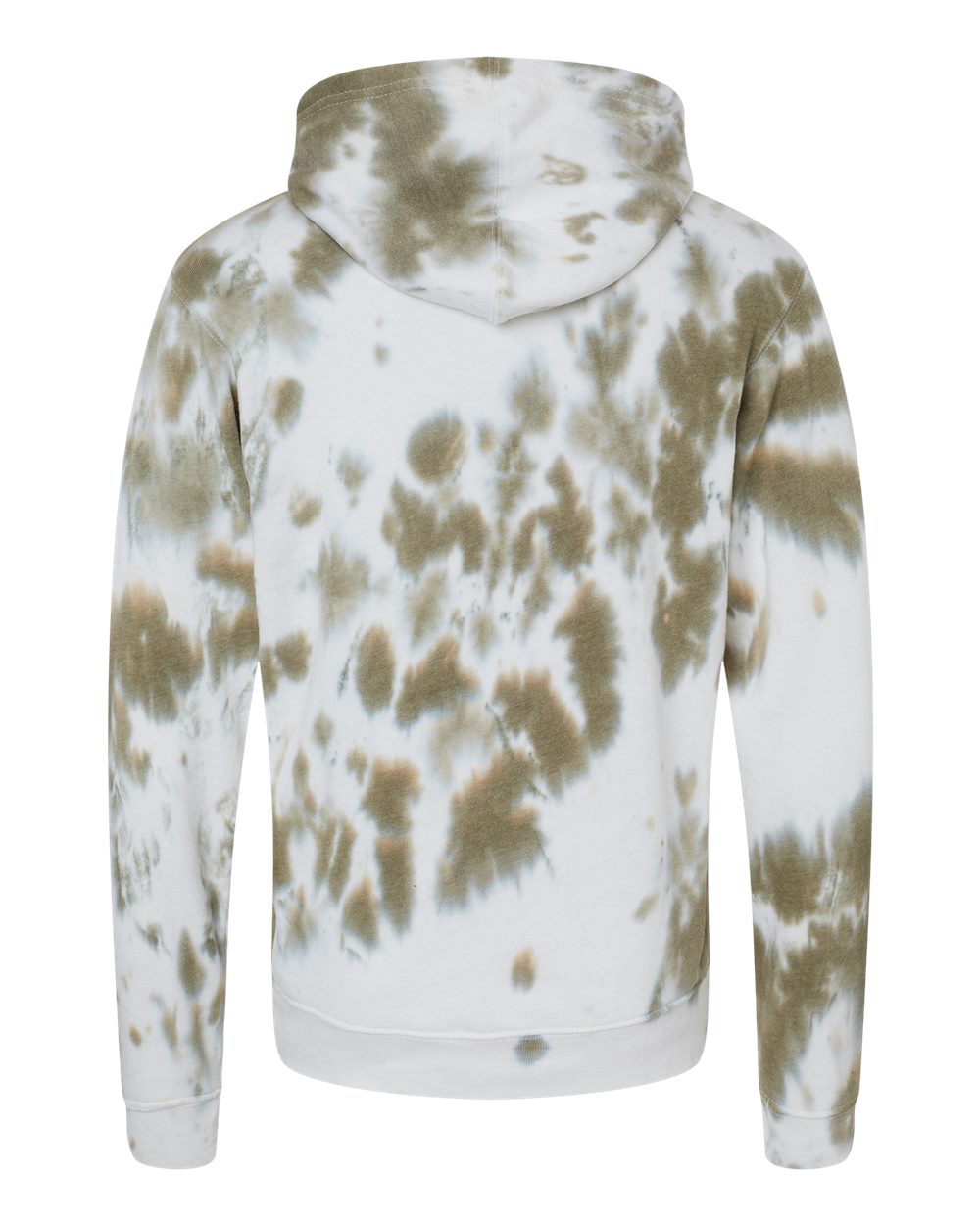 Rear View of Olive Tie Dye Tie-Dyed Fleece Hooded Sweatshirt - 8861