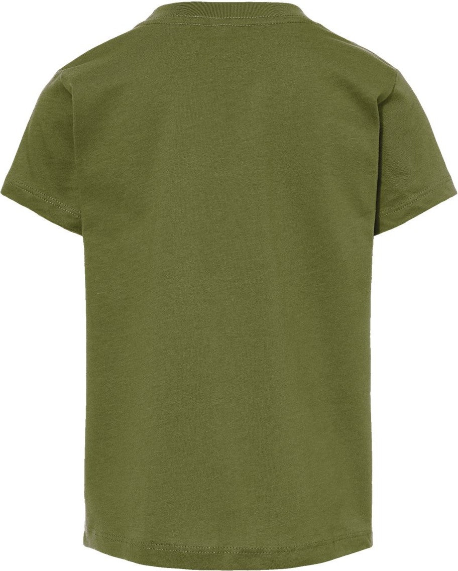 Rear View of Olive Toddler Jersey Tee - 3001T