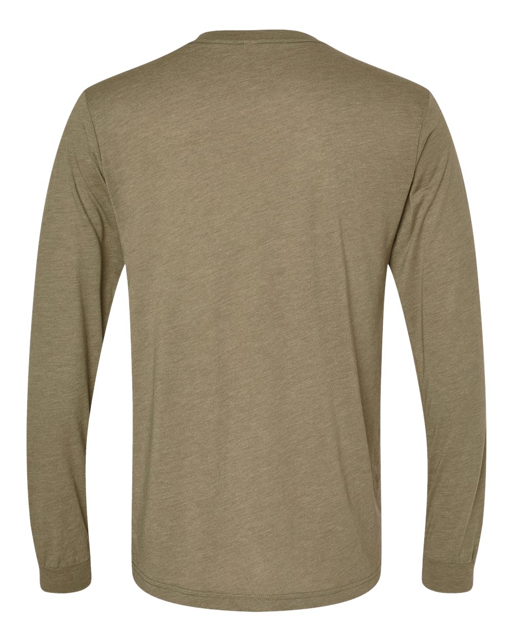 Rear View of Olive Triblend Triblend Long Sleeve Tee - 3513