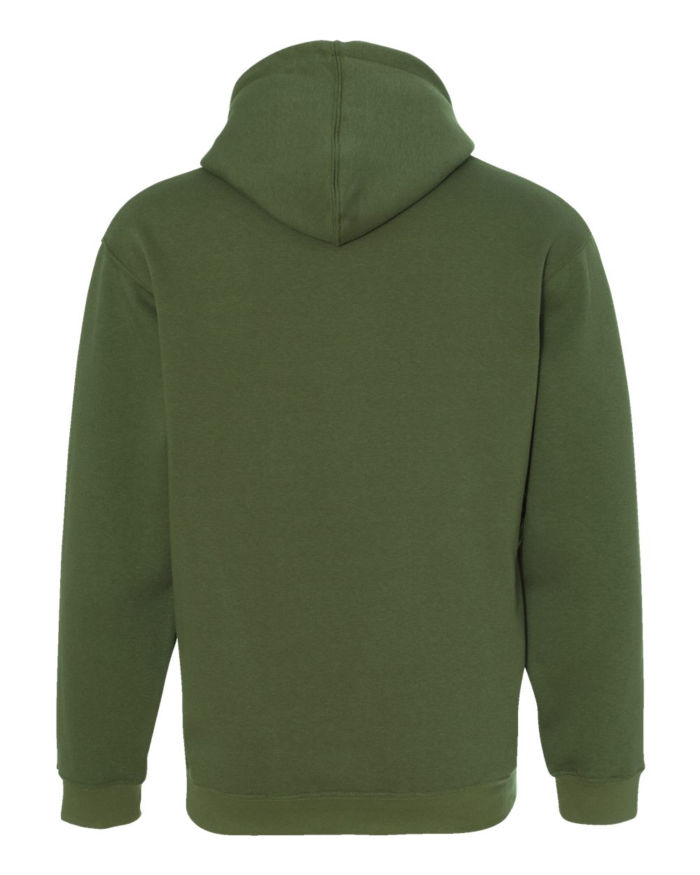 Rear View of Olive USA-Made Hooded Sweatshirt - 960