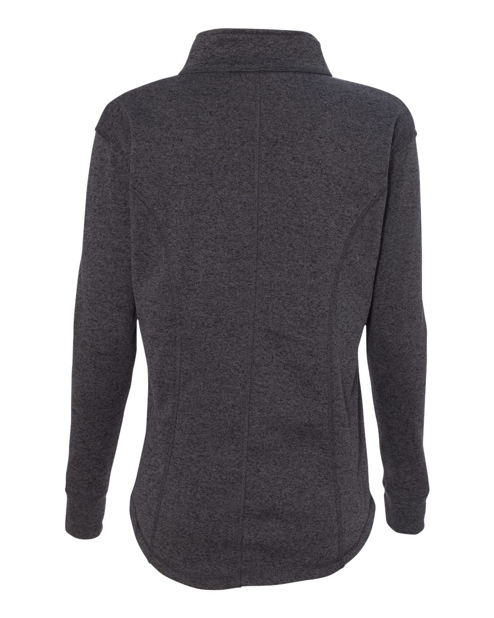 Rear View of Onyx Fleck/ Electric Blue Women's Cosmic Fleece Quarter-Zip Pullover - 8617