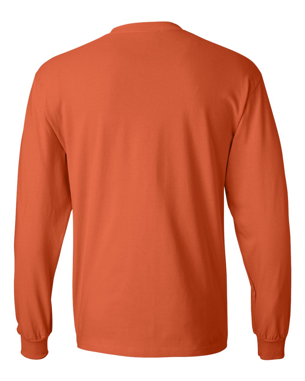 Rear View of Orange Beefy-T® Long Sleeve T-Shirt - 5186