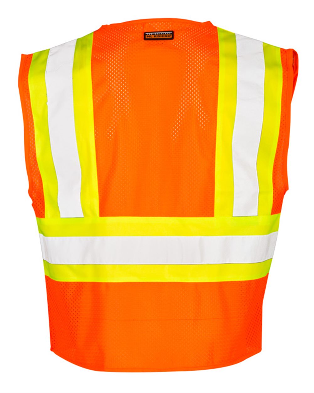 Front View of Orange Contrasting Mesh Breakaway Vest - 1174-1176