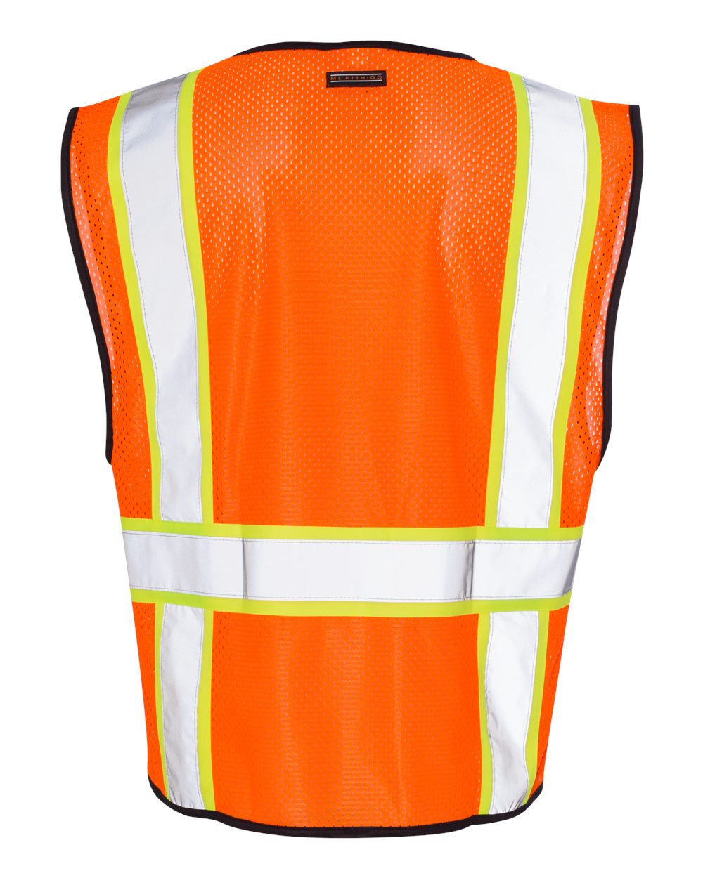 Rear View of Orange Economy Contrasting Vest with Zippered Front - 1527-1528
