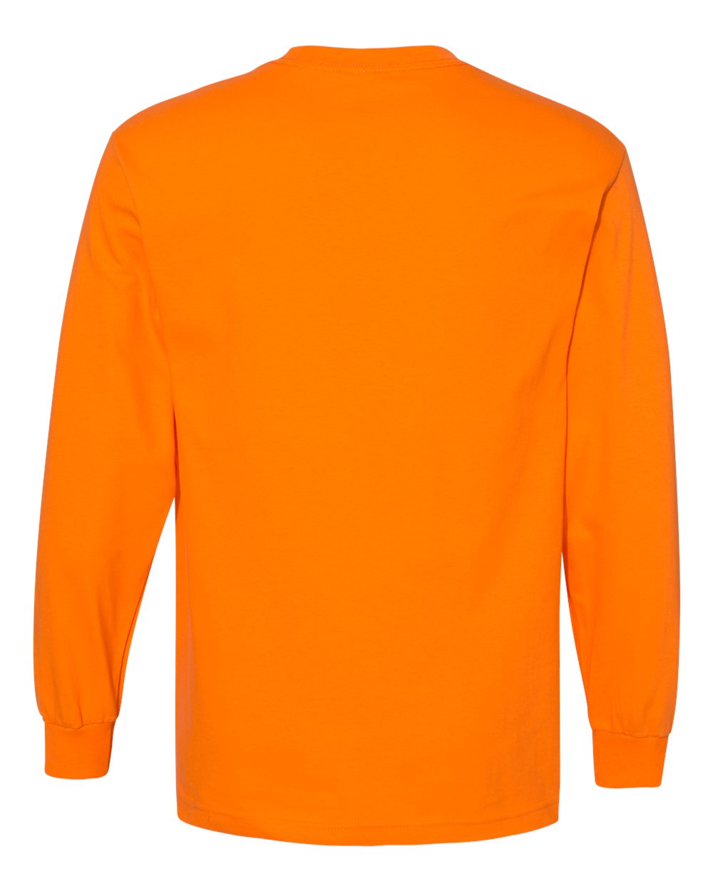 Rear View of Orange Heavyweight Cotton Long Sleeve Tee - 1304