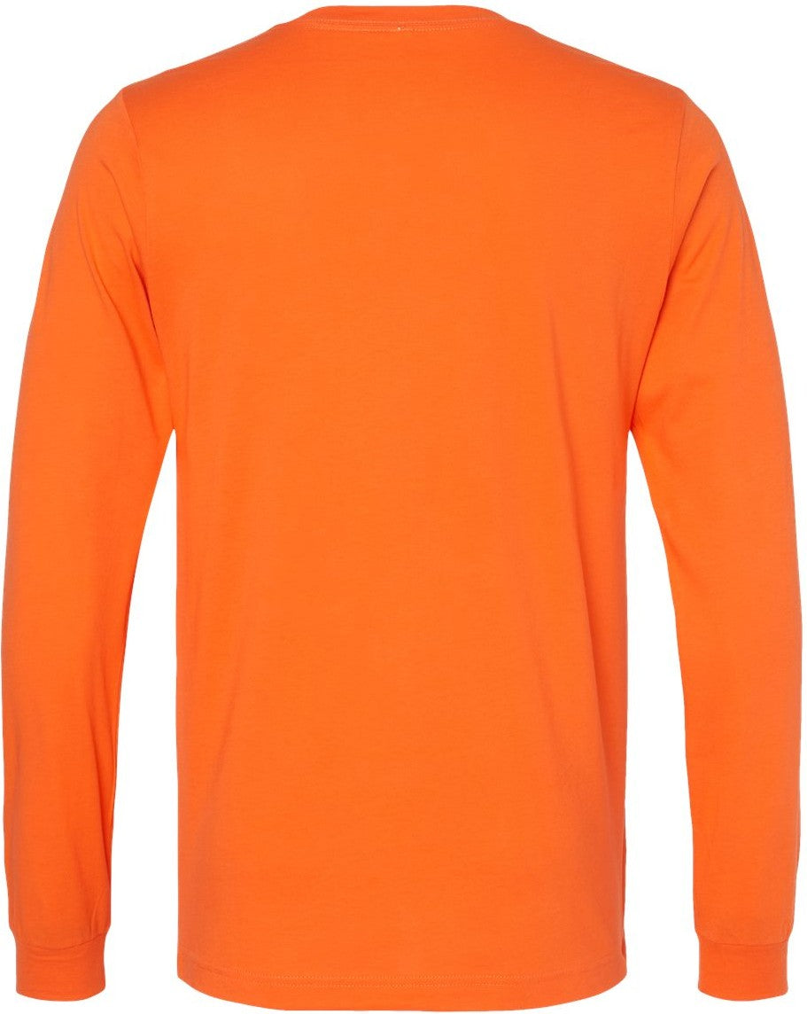 Rear View of Orange Jersey Long Sleeve Tee - 3501