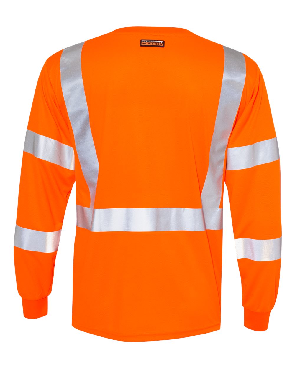 Rear View of Orange Long Sleeve Class 3 T-Shirt - 9145-9146