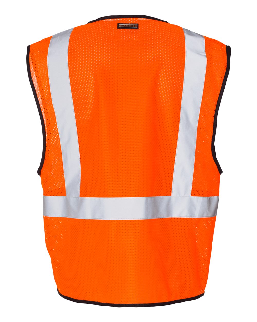 Rear View of Orange Single Pocket Zipper Mesh Class 2 Vest - 1519-1520