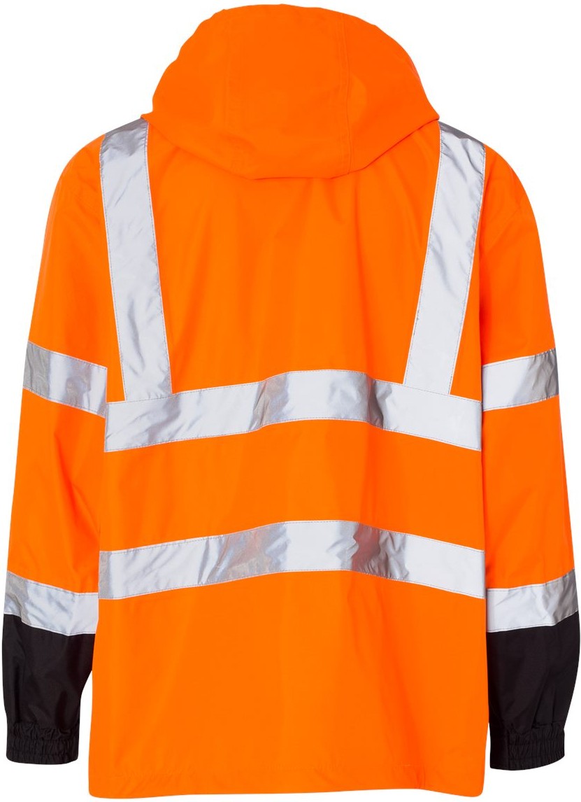 Rear View of Orange Storm Cover Waterproof Rain Jacket - RWJ102-103