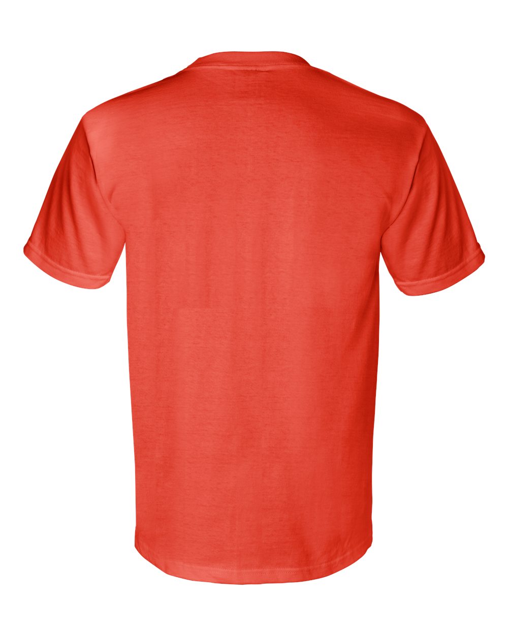 Rear View of Orange Union-Made Pocket T-Shirt - 3015
