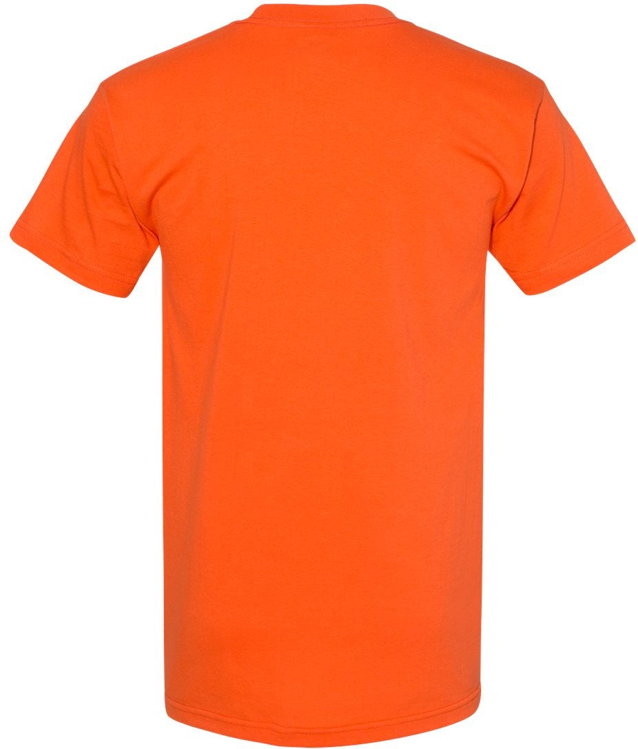 Rear View of Orange USA-Made Heavyweight T-Shirt - 5100